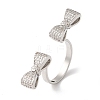 Bowknot Brass Micro Pave Clear Cubic Zirconia Open Cuff Rings for Women LS-RJEW-C098-15P-1