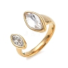 304 Stainless Steel Pave Clear Cubic Zirconia Cuff Open Rings for Women RJEW-F207-03D-G-2