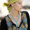 Teardrop Bohemian Retro Style Synthetic Turquoise & Alloy Dangle Earrings WGA0292-01-2