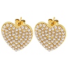 Heart Brass Stud Earrings EJEW-P275-04G-1