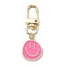 Smiling Face Enamel Pendant Decorations KEYC-WH0036-08LG-02-1