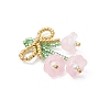 Glass Seed Beaded Bowknot with Flower Pendants PALLOY-MZ01129-02-3