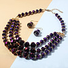 Glass Rondelle Beaded Multilayer Necklaces & Dangle Earrings Set for Women WG36B17-02-1