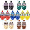 7 Pairs 7 Styles Wood Stud Earrings EJEW-TA0001-51-1