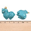 304 Stainless Steel with Deep Sky Blue Enamel Pendants SA-CBAF5D5-12G-3
