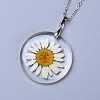 Alloy Resin Dried Flower Pendant Necklaces NJEW-JN02390-2
