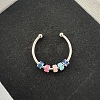 304 Stainless Steel Enamel Disc Beaded Adjustable Open Rings FS-WGAD8B0-02-1