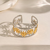 304 Stainless Steel Vintage Daisy Flower Hollow Open Cuff Bangles for Women HL3157-2-1