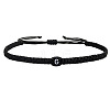Adjustable Handmade Woven Waxed Cord Braided Bracelets with Acrylic Letter Beads OI4298-7-1