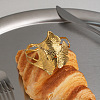 304 Stainless Steel Vintage Leaf Open Cuff Bangles for Women EU1082-4