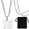 1Pc 304 Stainless Steel Figaro Chain Number Pendant Necklaces NJEW-BBC0001-28B-P-1