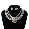 Flower Alloy Crystal Rhinestone & Plastic Pearl Multi-layer Necklace & Stud Earrings Sets for Women WGAF3FB-02-5