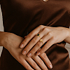 2Pcs 2 Colors Stainless Steel with Synthesis Gemstone Adjustable Cuff Rings RJEW-GO0001-37C-5