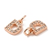 Brass Micro Pave Grade AAA Cubic Zirconia Charms ZIRC-P067-11RG-D-NR-3