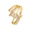 Brass Micro Pave Clear Cubic Zirconia Cuff Rings for Women RJEW-U043-15G-4