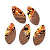 Transparent Resin and Walnut Wood Pendants RESI-T057-05M-1