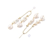 Natural Pearl Dangle Stud Earrings EJEW-P256-25G-2