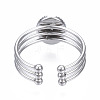 304 Stainless Steel Open Cuff Finger Ring Cabochon Settings STAS-T060-07P-2