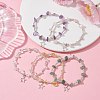 Natural Mixed Gemstone Chip & Iron Beaded Stretch Bracelets BJEW-JB09778-2