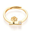Flower Brass Micro Pave Cubic Zirconia Cup Peg Ring Settings KK-N274-31G-2