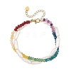 Dyed Faceted Rondelle Chakra Natural Malaysia Jade & Baroque Keshi Pearl Biwa Stick Beaded 2-strand Bracelets for Women BJEW-JB14449-3