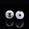 Bees Theme Printed Wooden Beads WOOD-D006-05-5