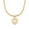 Ion Plating(IP) 304 Stainless Steel & Shell Heart Pendant Flat Snake Chain Necklaces for Women NJEW-F328-07G-1