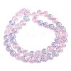 Half Electroplate Baking Paint Glass Beads Strands EGLA-K061-11A-AB05-2