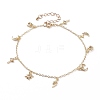 Brass Micro Pave Clear Cubic Zirconia Charm Anklets AJEW-AN00375-1