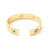 Horse Eye & Star & Flower Cubic Zirconia Open Cuff Bangle BJEW-J165-10G-3