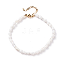 Natural Trumpet Shell Beaded Anklet for Women AJEW-AN00470