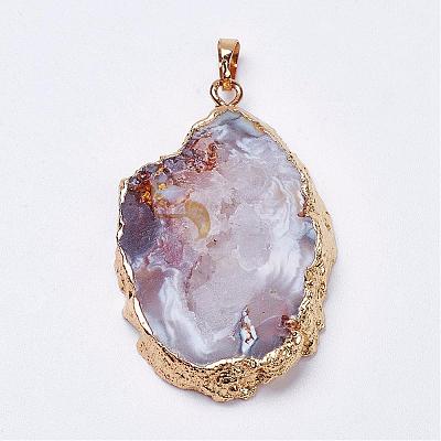 Natural Geode Agate Big Pendants G-G681-14-1