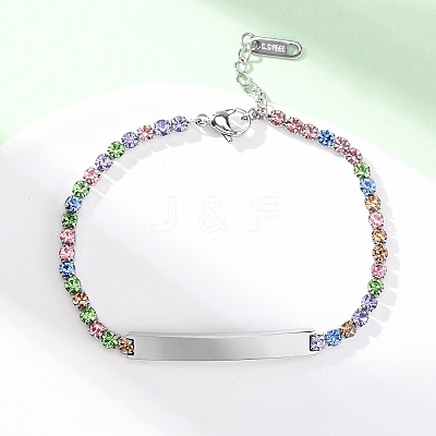 304 Stainless Steel Rhinestone Cup Chain Bracelets BJEW-G753-02P-01-1