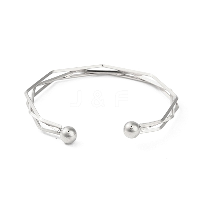 Non-Tarnish 304 Stainless Steel 3 Line Open Cuff Bangles for Women BJEW-S155-01P-1