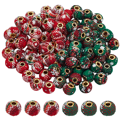 100Pcs 2 Colors Polyester European Beads FIND-PH0029-12-1