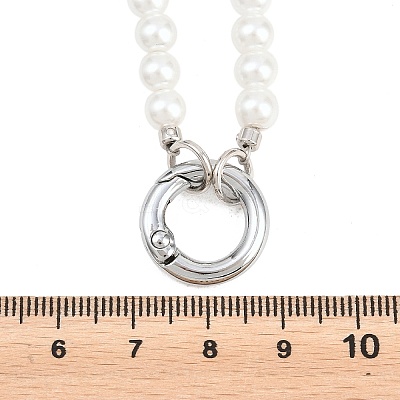 Brass & ABS Plastic Imitation Pearl Round Beaded Necklace Making KK-Z158-07P-01-1