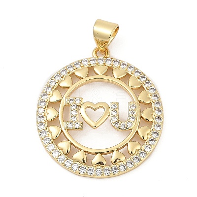 Brass Micro Pave Cubic Zirconia Charms KK-U058-38G-1