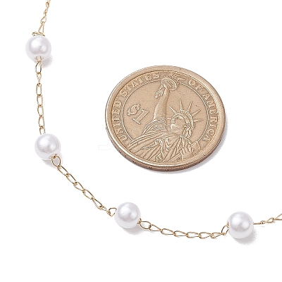 Round ABS Imitation Pearl Link Chain Necklaces NJEW-JN05144-1