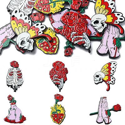12Pcs 6 Styles Halloween Printed Acrylic Pendants SACR-CJ0001-70-1