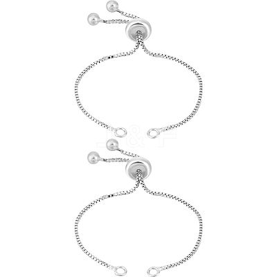 2Pcs 925 Sterling Silver Chain Bracelet Making STER-BBC0006-54-1