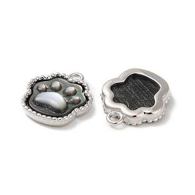Natural Black Lip Shell Paw print Charms BSHE-Z003-10B-P-1