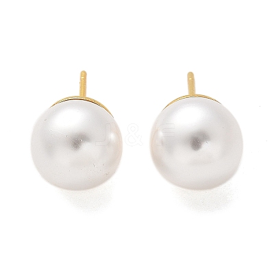 Brass ABS Imitation Pearl Stud Earrings EJEW-B132-01C-G-1