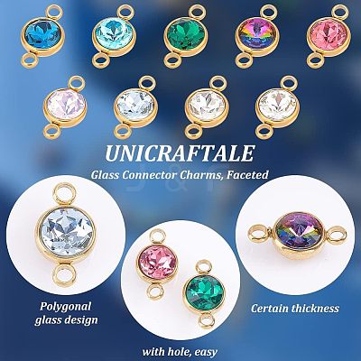 9Pcs 9 Colors K9 Glass Connector Charms GLAA-UN0001-09-1