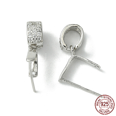 Anti-Tarnish Rhodium Plated 925 Sterling Silver Micro Pave Cubic Zirconia Pendant Bails STER-P034-43P-1