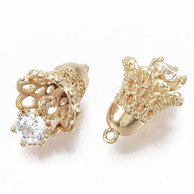 Brass Micro Pave Clear Cubic Zirconia Pendants KK-R126-038-NF-1