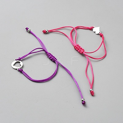 2Pcs 2 Style 304 Stainless Steel Adjustable Braided Bead Bracelets Set BJEW-WH20009-08-1