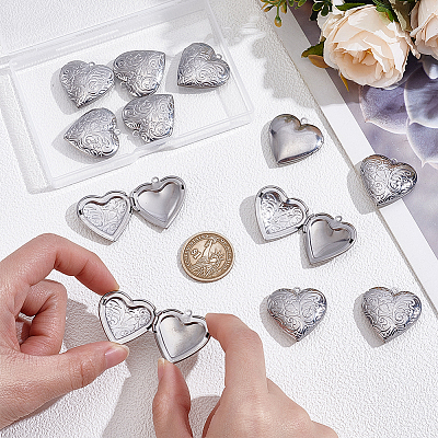 12Pcs 316 Stainless Steel Locket Pendants STAS-PH0007-25-1