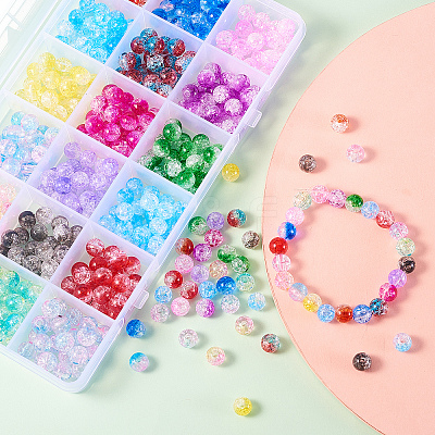 450Pcs 18 Colors Gradient Color Transparent Crackle Acrylic Beads MACR-CJ0001-15-1