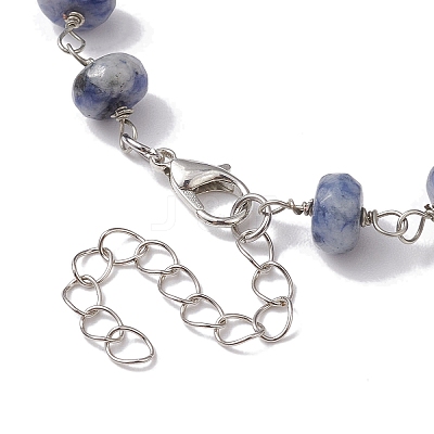 Rondelle Natural Blue Spot Jasper Links Bracelets & Necklaces Sets SJEW-JS01295-03-1