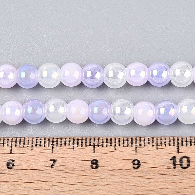 Electroplate Glass Beads Strands EGLA-N019-6mm-01-1